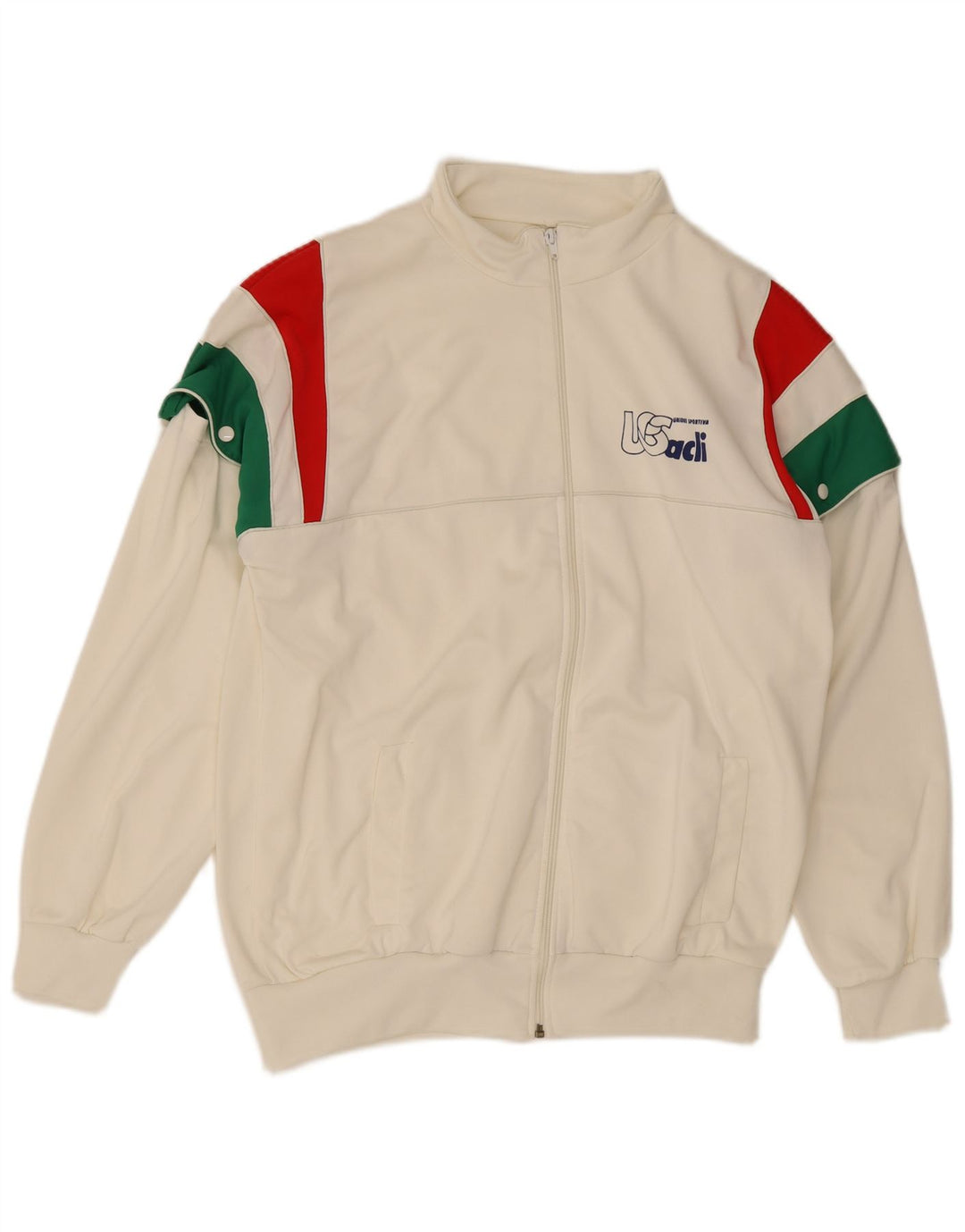 Vintage Herren-Trainingsanzug mit grafischem Oberteil, IT-Größe 54, XL, Weiß, Farbblock