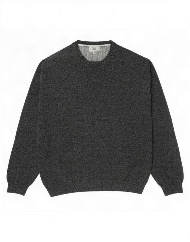Marks & Spencer Herren-Pullover mit Rundhalsausschnitt, reguläre Passform, 2XL, graue Baumwolle