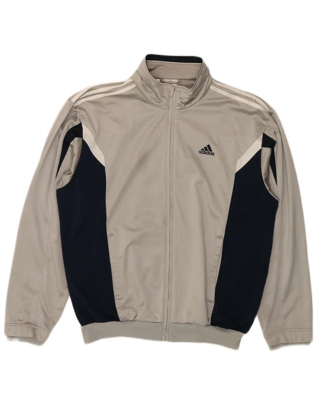 ADIDAS Herren-Trainingsanzug-Top-Jacke, UK 44/46, großes graues Colourblock-Polyester