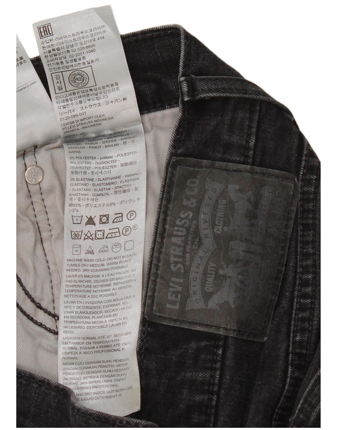 Levi's Herren Slim Jeans W33 L32 Schwarze Baumwolle