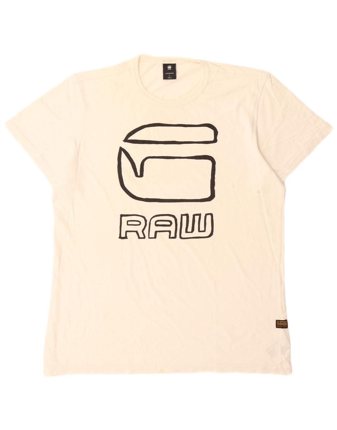G-Star Herren-T-Shirt mit Grafik, Größe L, aus weißer Baumwolle
