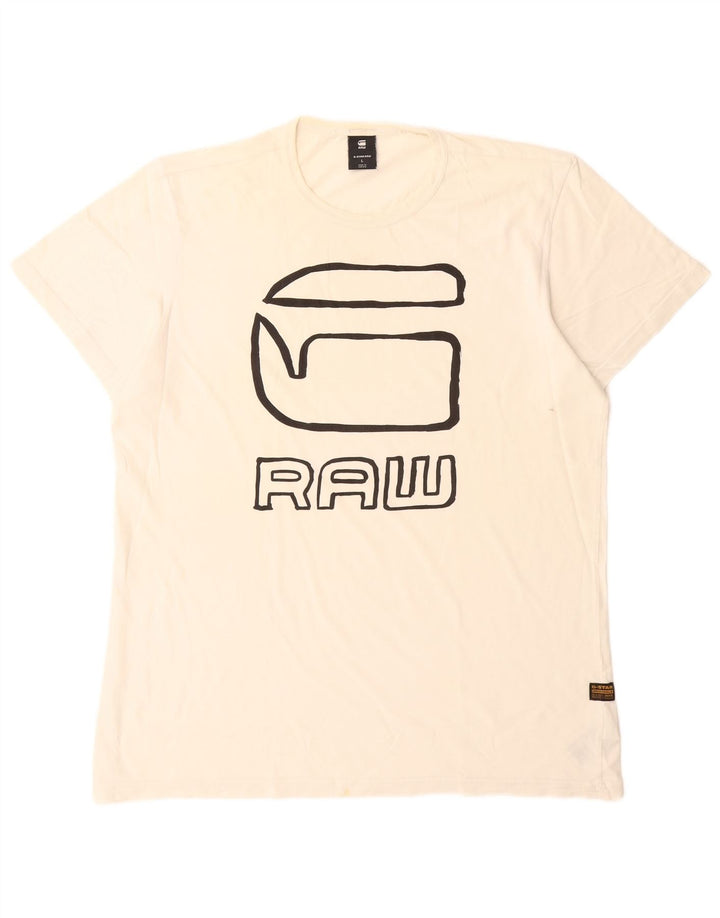G-Star Herren-T-Shirt mit Grafik, Größe L, aus weißer Baumwolle