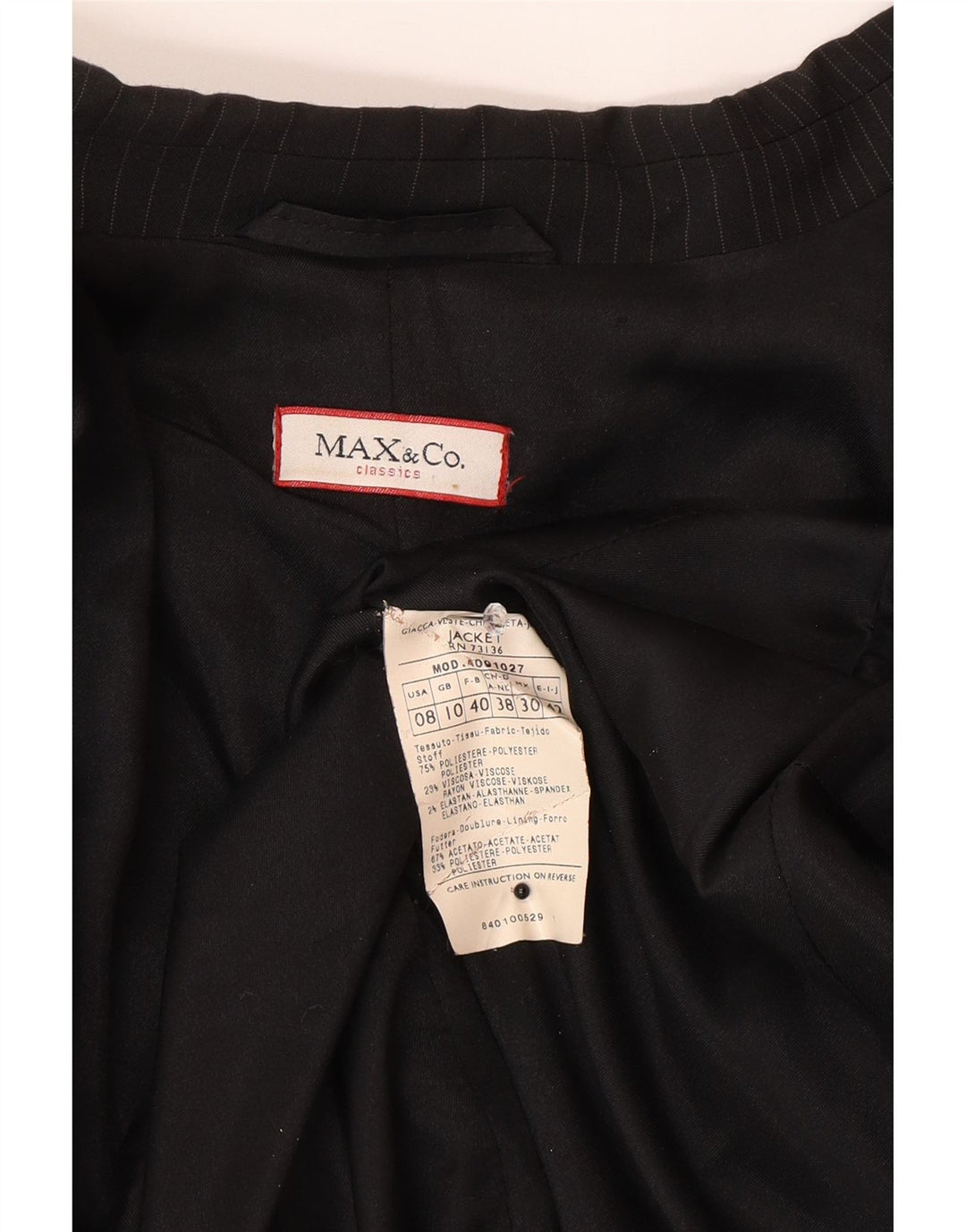 Max & Co. Damen-Blazerjacke mit 3 Knöpfen, Gr. 10, Größe S, schwarz, gestreift, Polyester