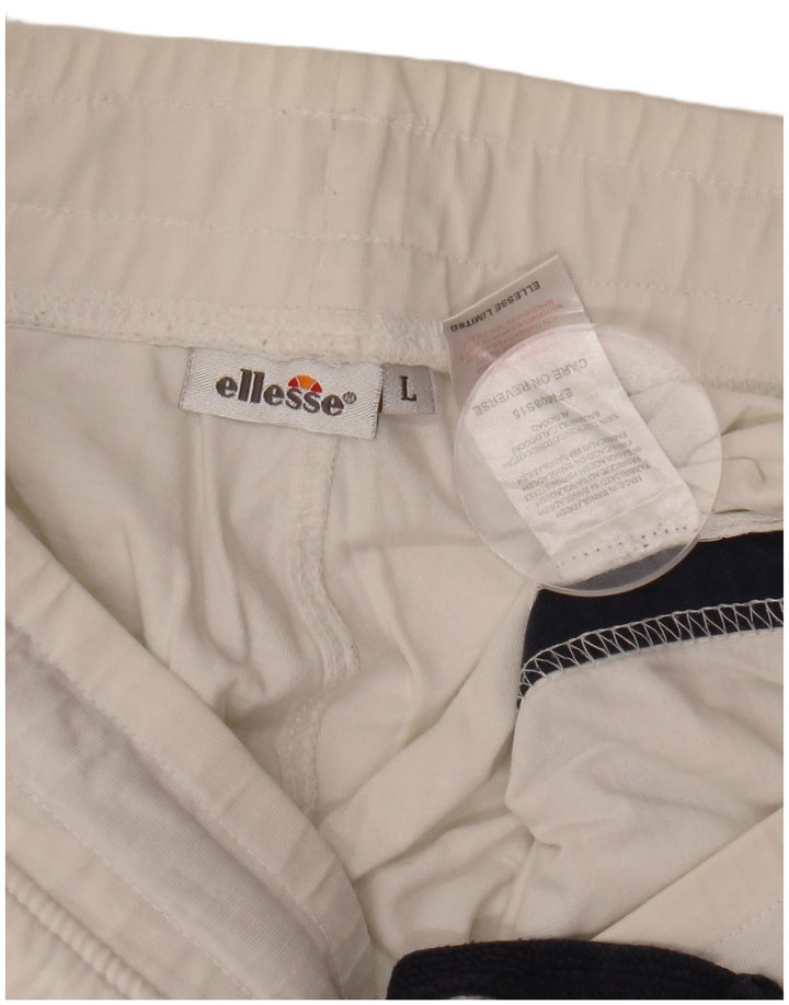 Ellesse Womens Graphic Sport Shorts UK 16 Large Weiße Baumwolle
