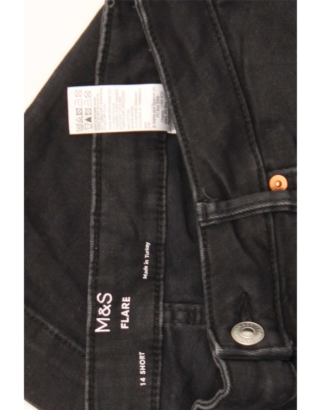 Marks & Spencer Damen Schlagjeans UK 14 Large W32 L27 Schwarze Baumwolle