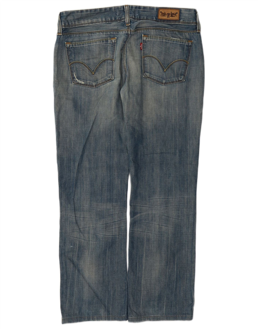 Levi's Damen 570 Distressed Straight Jeans W32 L28 Blaue Baumwolle