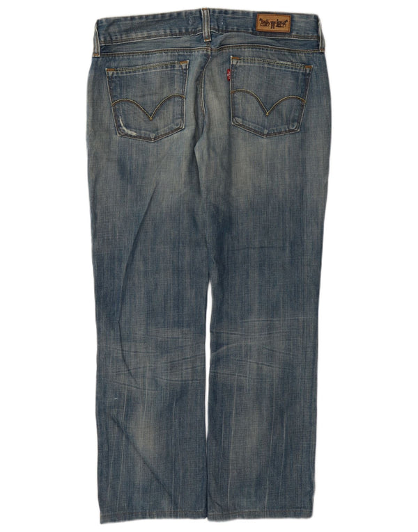 Levi's Damen 570 Distressed Straight Jeans W32 L28 Blaue Baumwolle