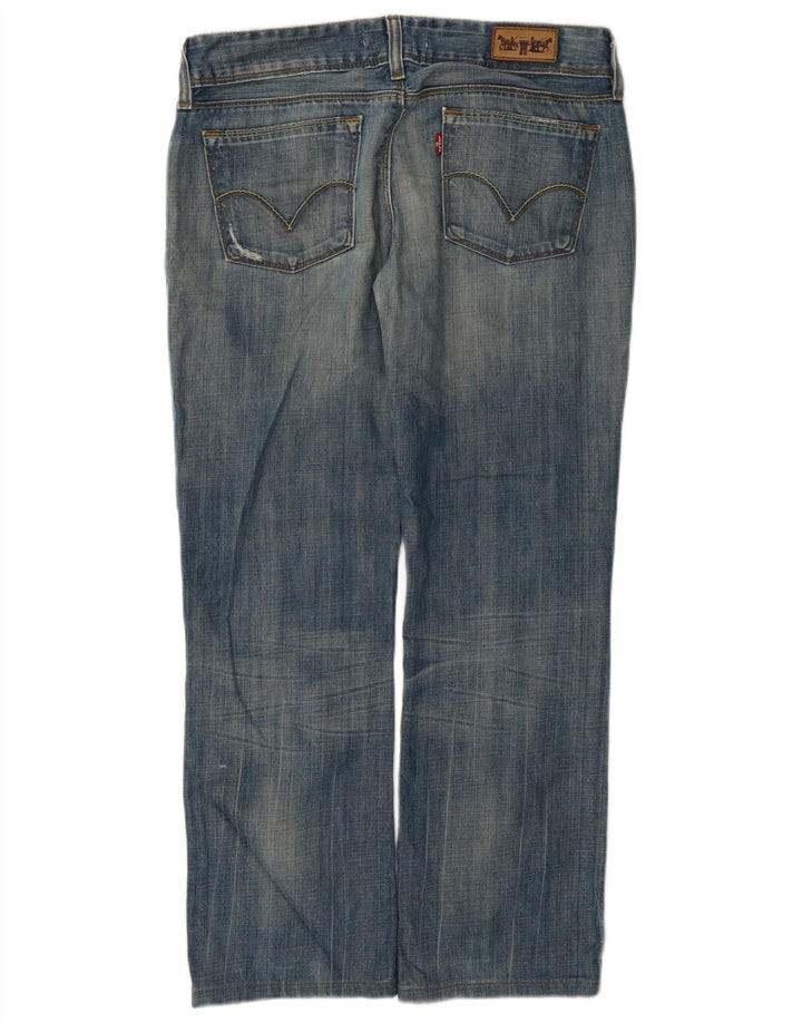 Levi's Damen 570 Distressed Straight Jeans W32 L28 Blaue Baumwolle