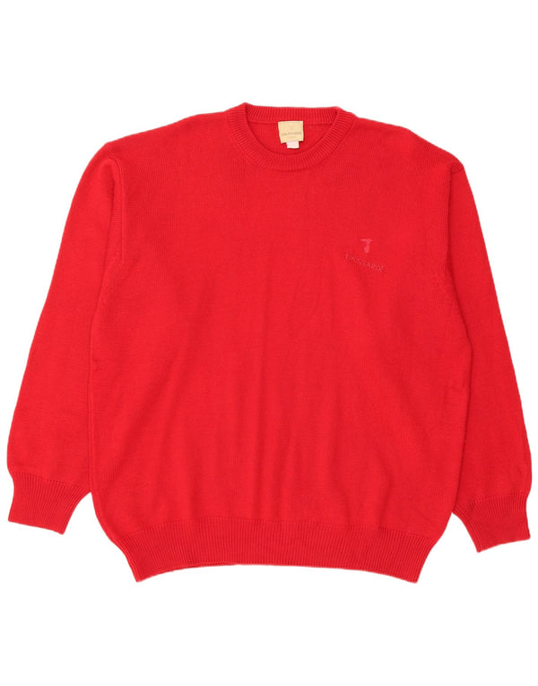 TRUSSARDI Herren-Pullover mit Rundhalsausschnitt, XL, rote Merinowolle
