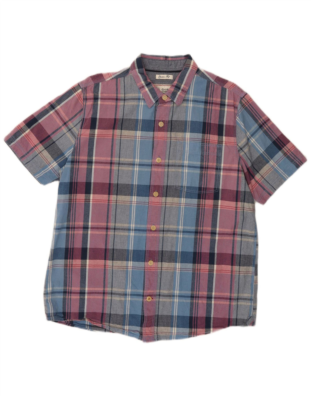 FAT FACE Mens Classic Fit Short Sleeve Shirt Large Multicoloured Check