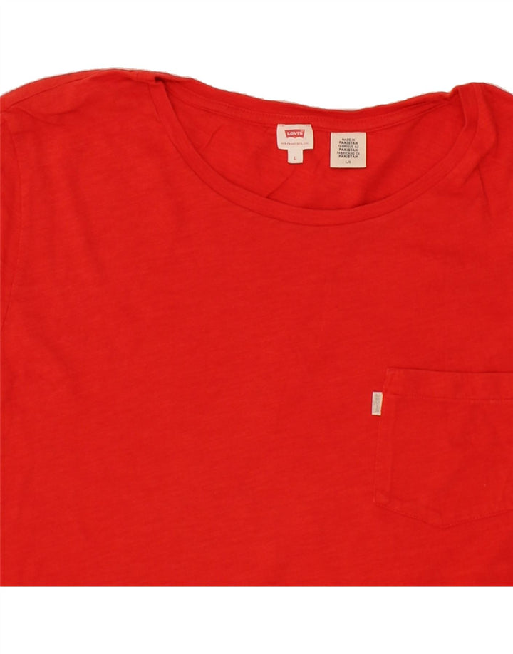 LEVI'S Womens T-Shirt Top UK 16 Large Red Cotton Vintage Levi's and Second-Hand Levi's from Messina Hembry 