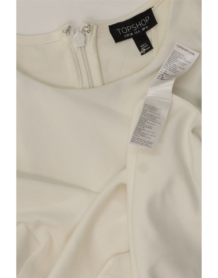 Topshop Damen Ärmelloses Etuikleid UK 10 Small Weiß Polyester