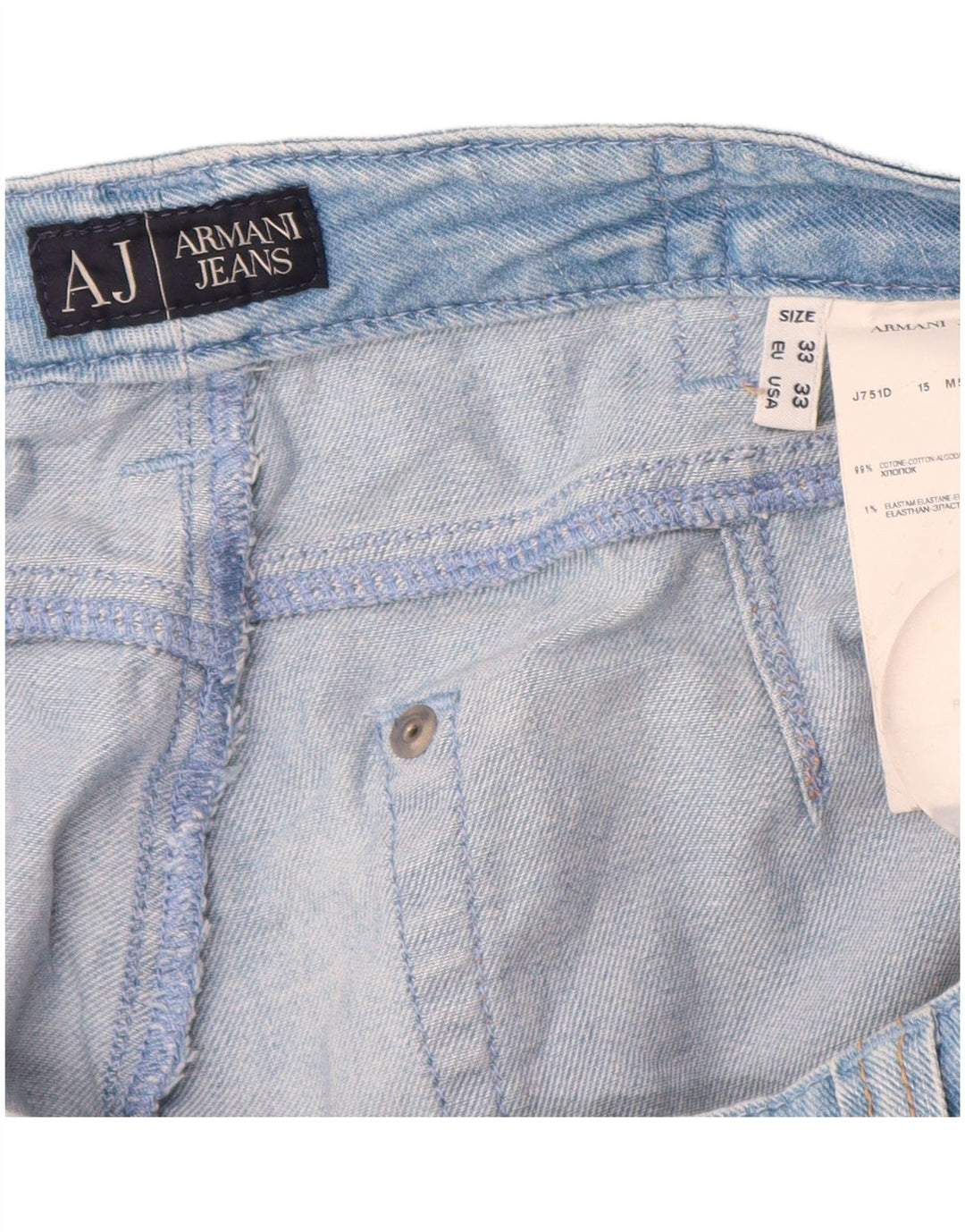 Armani Damen Straight Jeans W33 L34 Blaue Baumwolle
