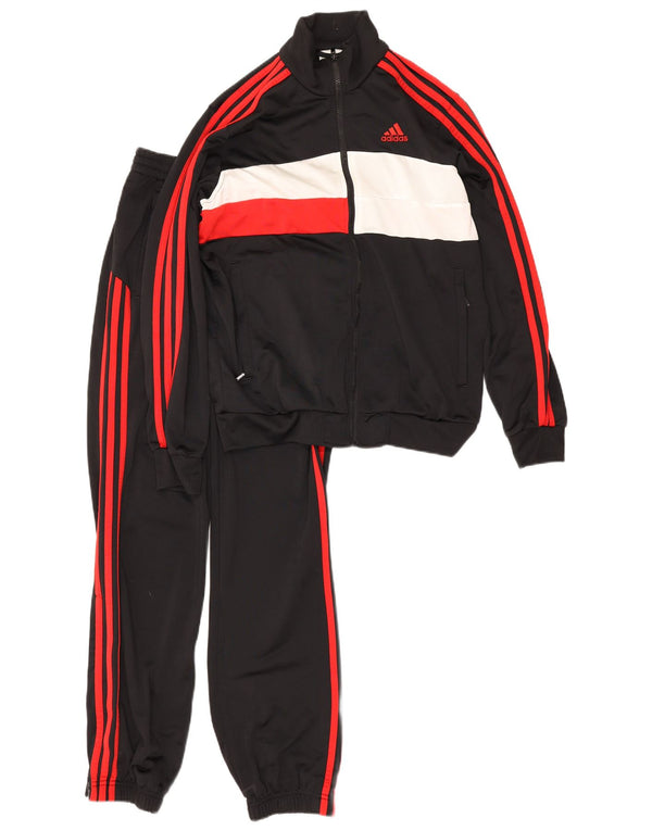 Kompletter Adidas-Trainingsanzug für Jungen, 13–14 Jahre, schwarzes Colourblock-Polyester