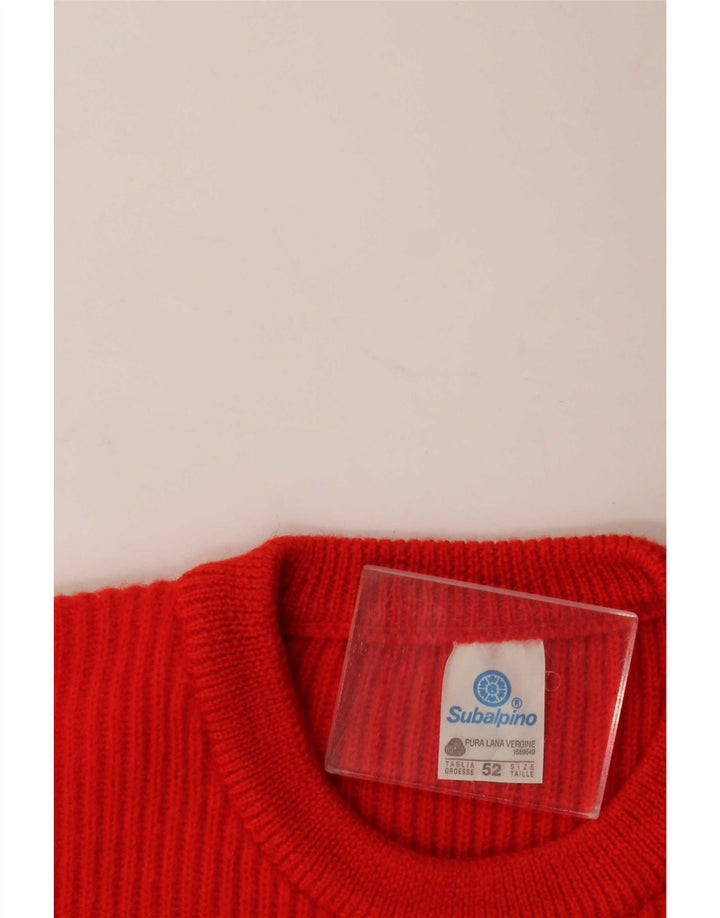 Vintage Herren Pullover mit Rundhalsausschnitt IT 52 Große rote Wolle