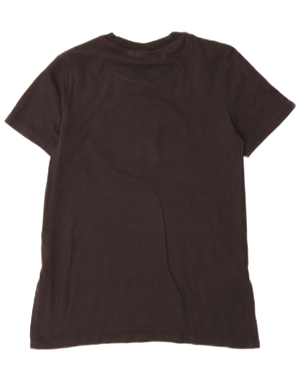 Adidas Damen Grafik T-Shirt Top UK 10 Small Schwarz Baumwolle