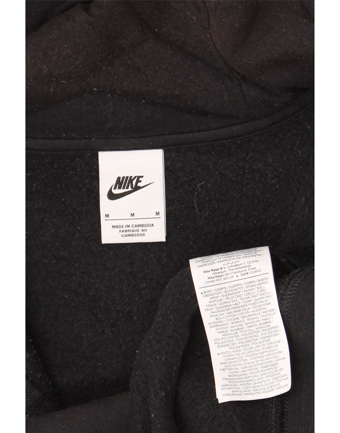 Nike Herren-Kapuzenpullover mit Reißverschluss, mittelschwarz, Baumwolle