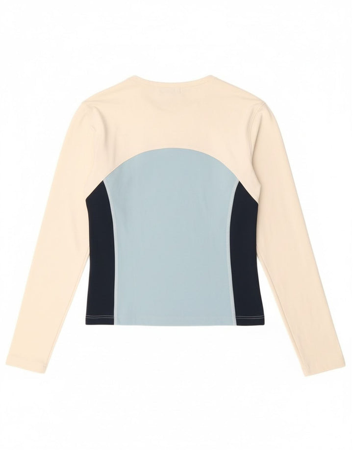 Fila Damen Crop Graphic Top Langarm IT 40/42 Small Weiß Farbblock