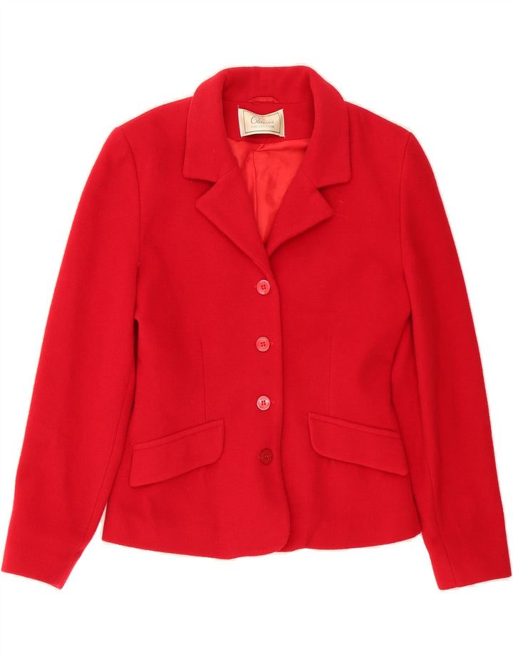 ST. BERNARD Womens 4 Button Blazer Jacket UK 12 Medium Red Wool Vintage St. Bernard and Second-Hand St. Bernard from Messina Hembry 