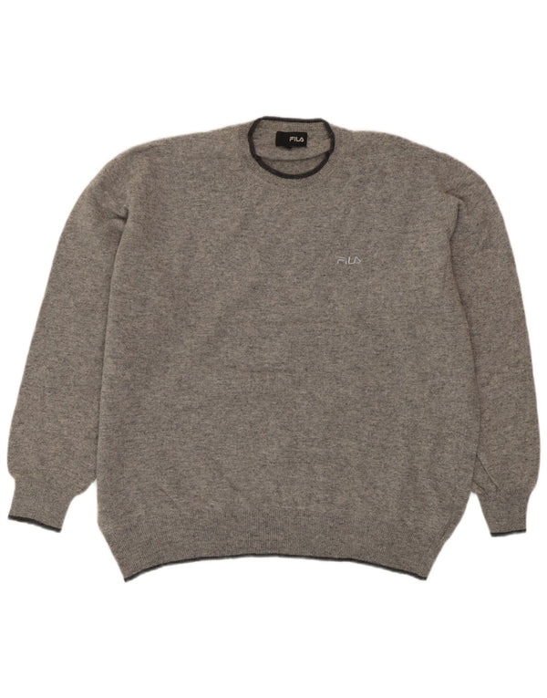 Fila Herren-Pullover mit Rundhalsausschnitt, 2XL, graue Wolle
