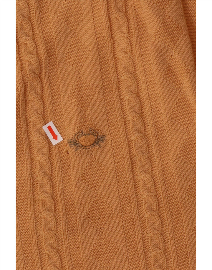 IL GRANCHIO Herren-Cardigan-Pullover, groß, gelbe Schurwolle, klassisch