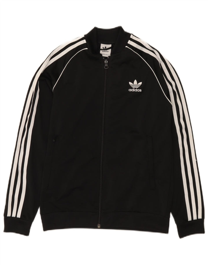 Adidas Jungen Trainingsanzug Top Jacke 11-12 Jahre Schwarzes Polyester