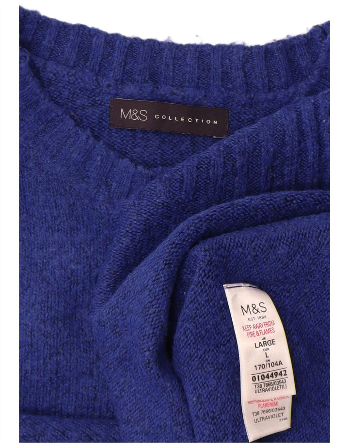 Marks & Spencer Damen-Pullover mit Rundhalsausschnitt, Gr. 40, Größe L, Blau, Acryl