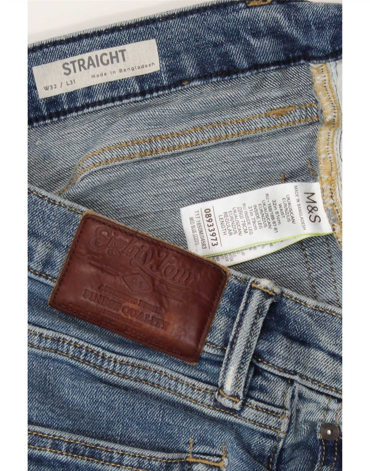 Marks & Spencer Herren Straight Jeans W32 L31 Blaue Baumwolle