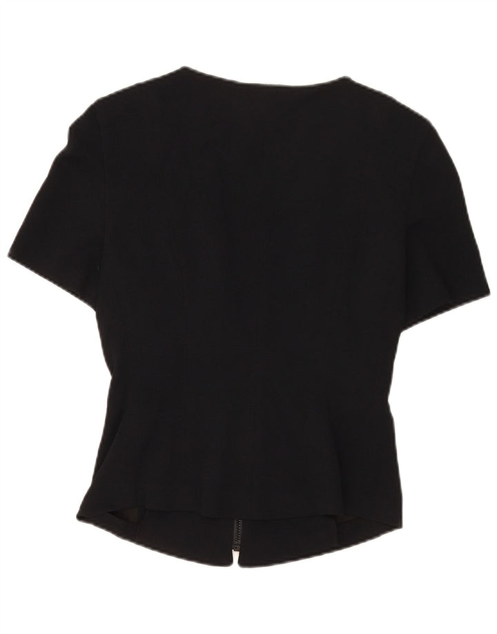 Seeler Damen Kurzarm-Hemdbluse EU 36 Small Schwarz Viskose