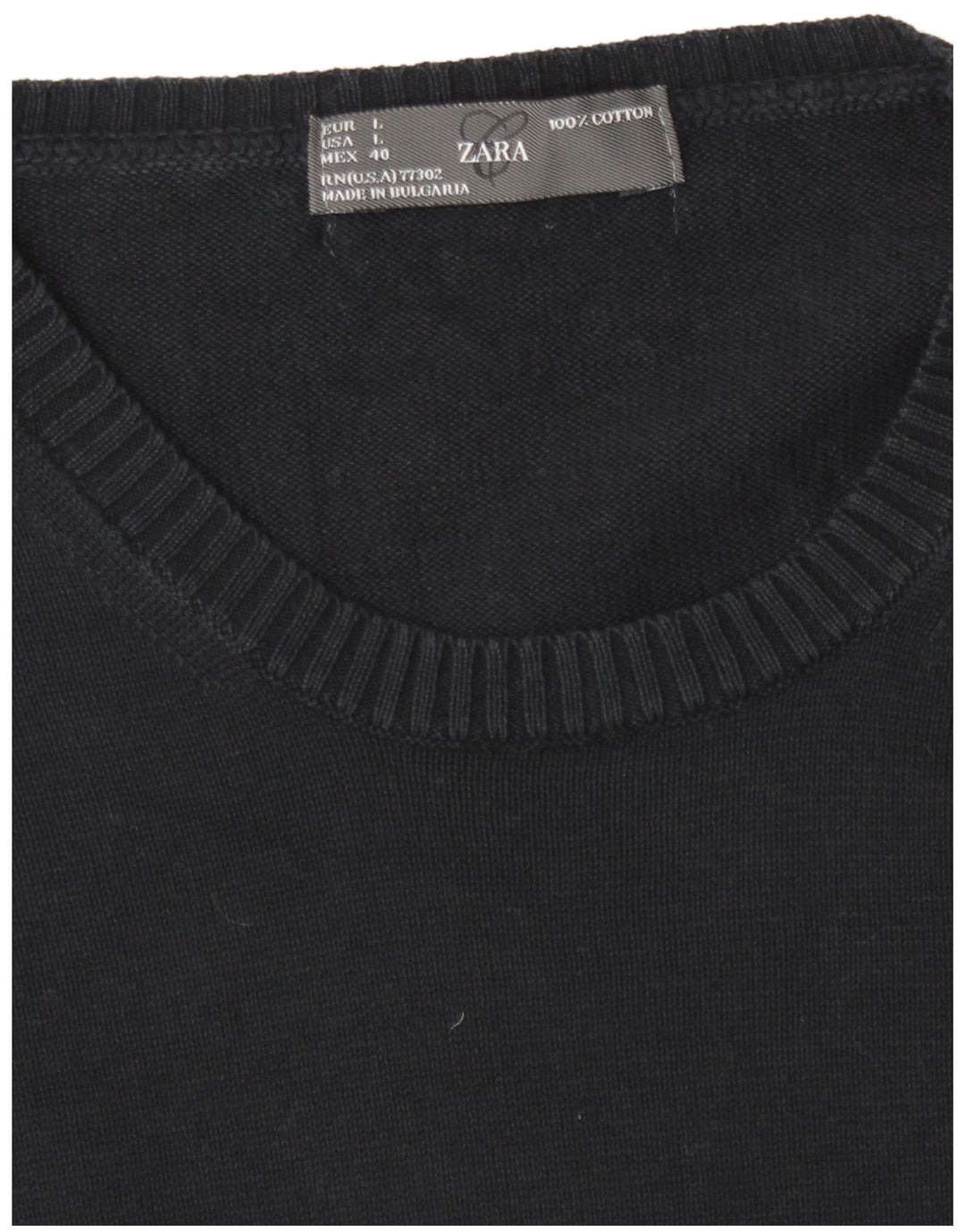Zara Herren-Pullover mit Rundhalsausschnitt, groß, marineblaue Baumwolle