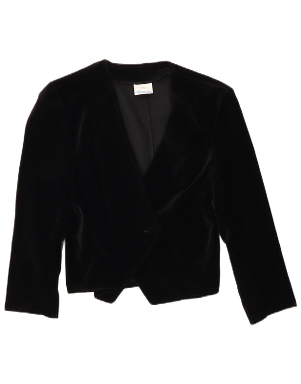 Vintage Mädchen 1 Knopf Samt Bolero Jacke 10-11 Jahre Schwarze Baumwolle