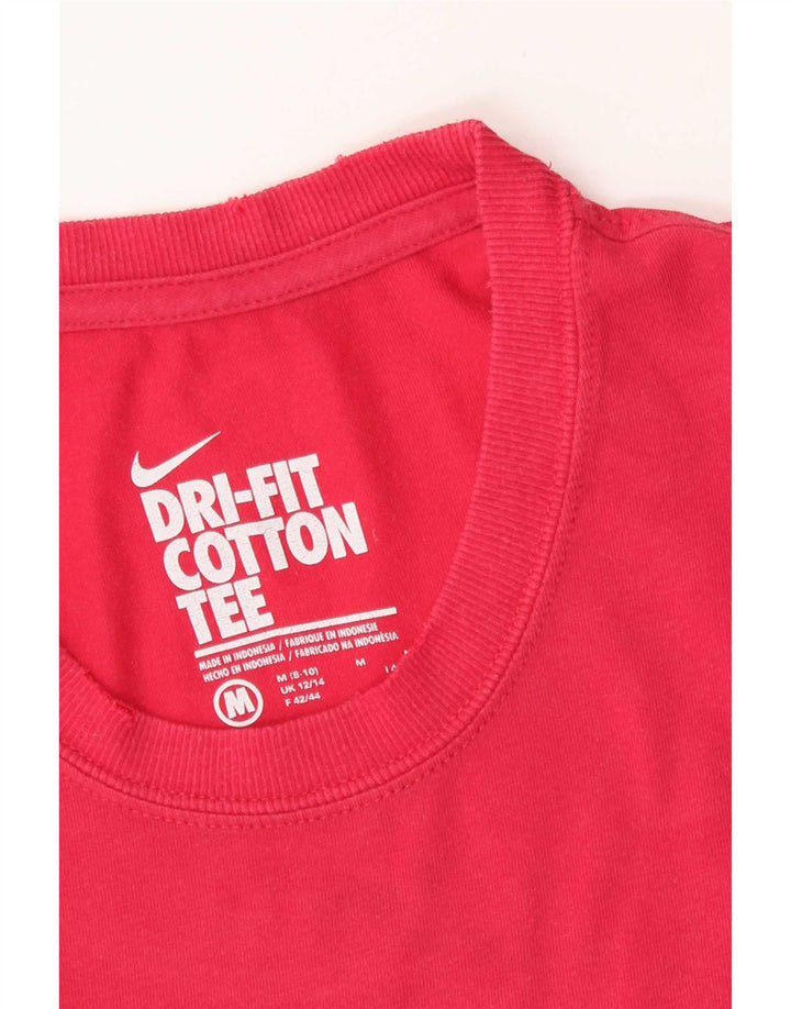 Nike Damen Dri Fit Graphic T-Shirt Top UK 12/14 Mittelrot