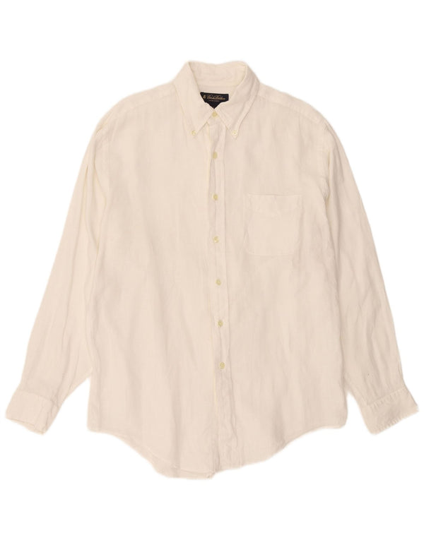 Brooks Brothers Mens Shirt Medium White Linen