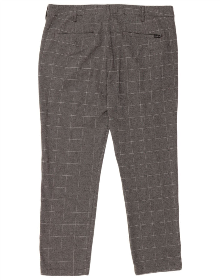 Hollister Slim Chino-Hose für Herren, W36, L28, grau kariertes Polyester