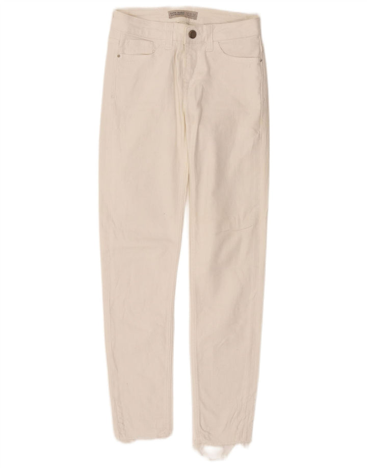Zara Damen Slim Jeans EU 34 2XS W24 L27 Weiße Baumwolle