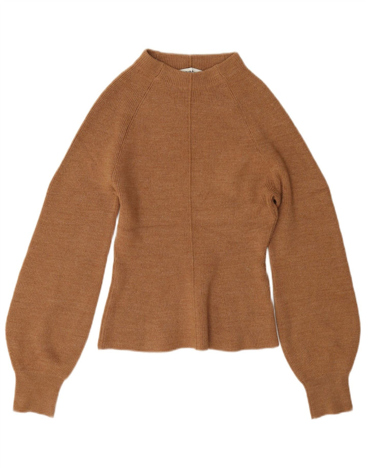 Rollkragenpullover für Damen von Zara, Gr. 10, Small, Braun, Acryl