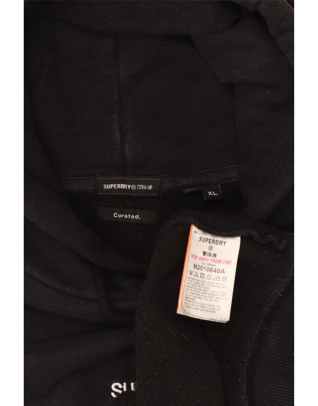 Superdry Herren Kapuzenpullover XL aus schwarzer Baumwolle