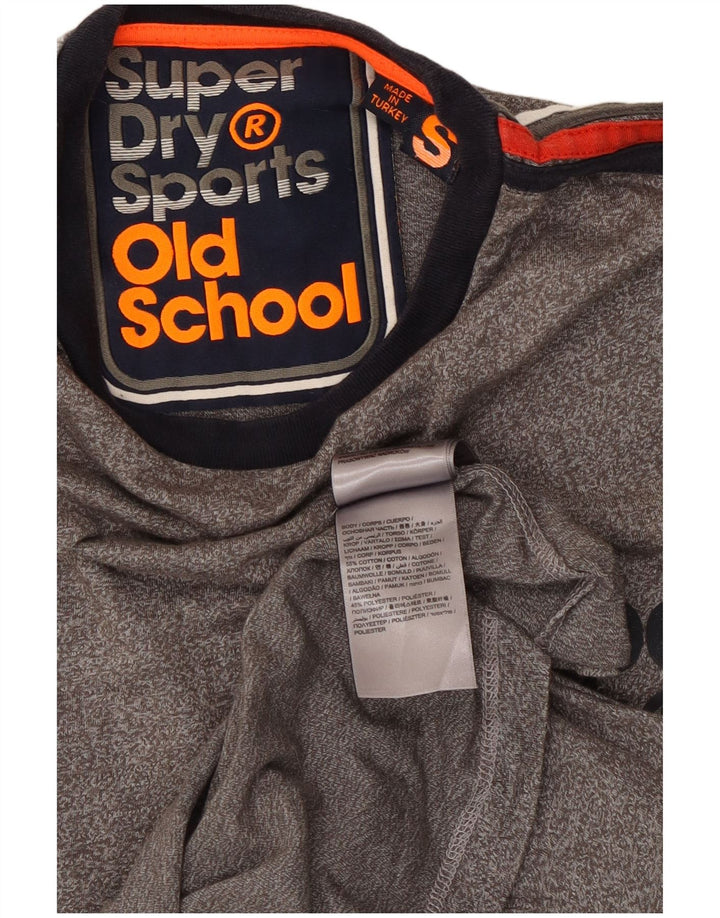 Superdry Herren-T-Shirt mit Grafik, Größe S, grau gesprenkelte Baumwolle
