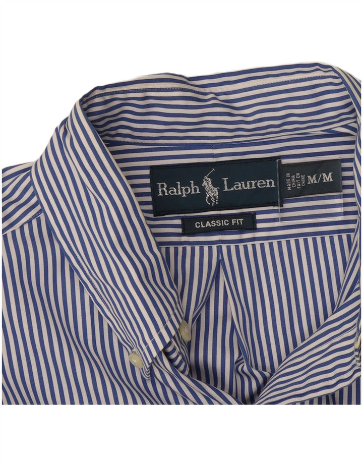 Ralph Lauren Herren-Hemd mit klassischer Passform, mittelblau, Nadelstreifen