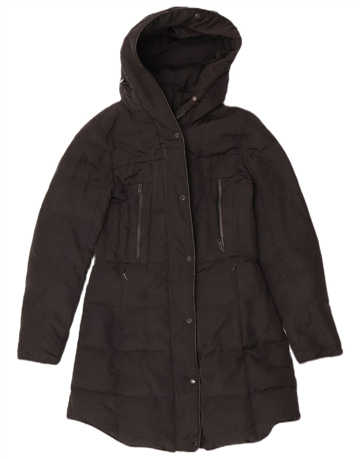 Zara Damen Kapuzenmantel, gepolstert, UK 14, mittelschwarz