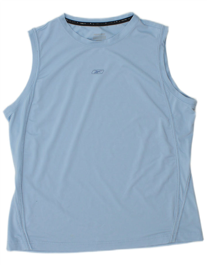 REEBOK Damen-Trägershirt UK 14 Mittelblaues Polyester