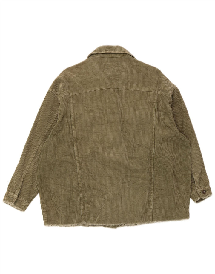 Zara Damen Übergroße Cordjacke UK 14 Medium Khaki Baumwolle