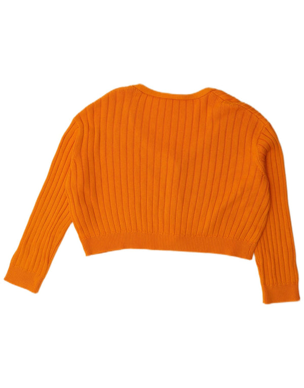 Pimkie Womens Crop Oversized Cardigan Pullover UK 16 Large Orange Baumwolle