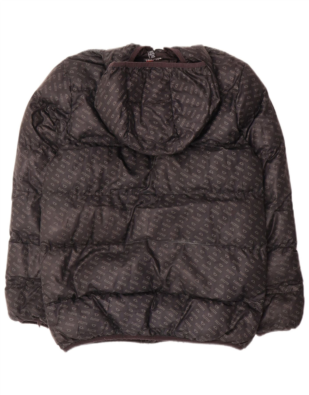 ELLESSE Jungen wattierte Jacke mit grafischer Kapuze, 12–13 Jahre, schwarzes Polyester