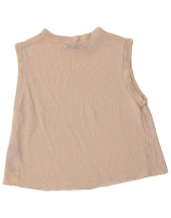 Zara Damen Weste Tank Top UK 10 Small Beige Acryl