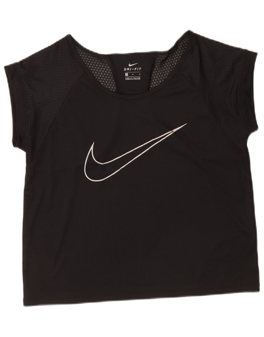 Nike Damen Dri Fit Graphic T-Shirt Top UK 14 Mittelschwarzes Polyester