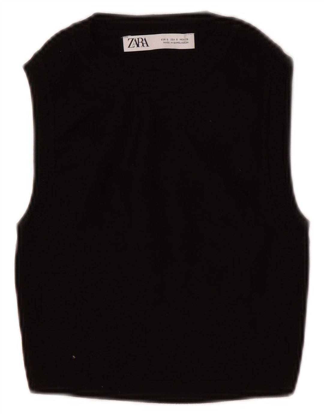 Zara Damen Crop Vest Top UK 8 Small Schwarze Viskose