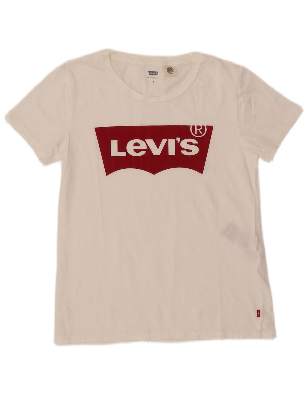 LEVI'S Damen-T-Shirt mit Grafik, UK 10, Größe S, weiße Baumwolle
