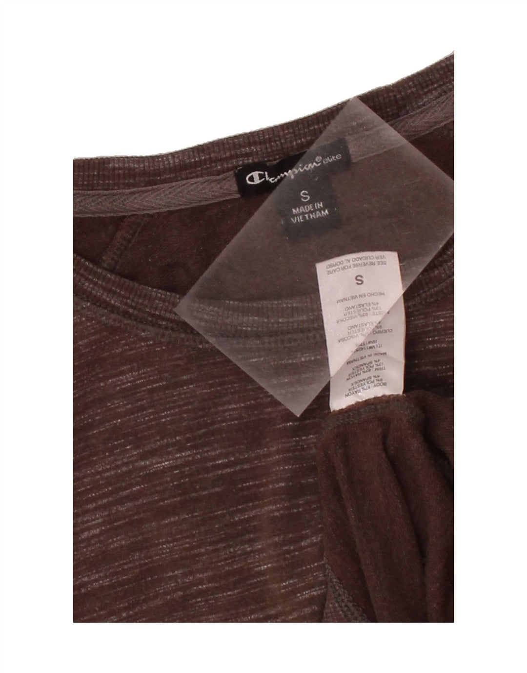 CHAMPION Womens Top Long Sleeve UK 10 Small Brown Flecked Viscose Vintage Champion and Second-Hand Champion from Messina Hembry 