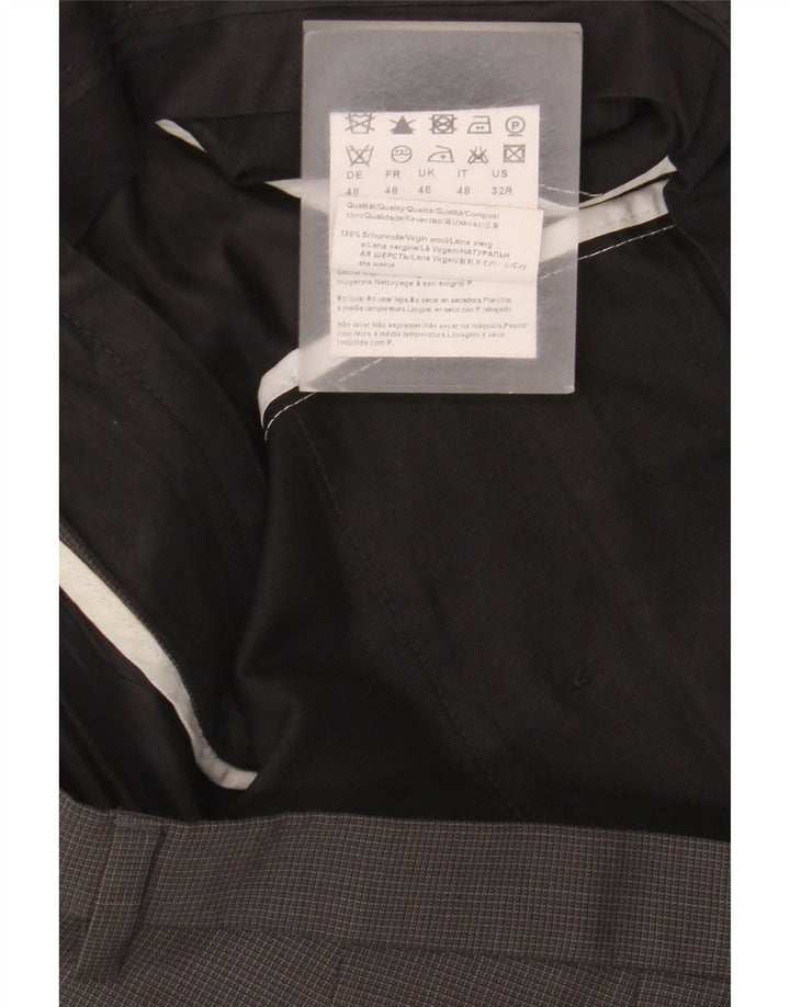 Hugo Boss Herren gerade Anzughose IT 48 Medium W34 L30 Grau Gingham